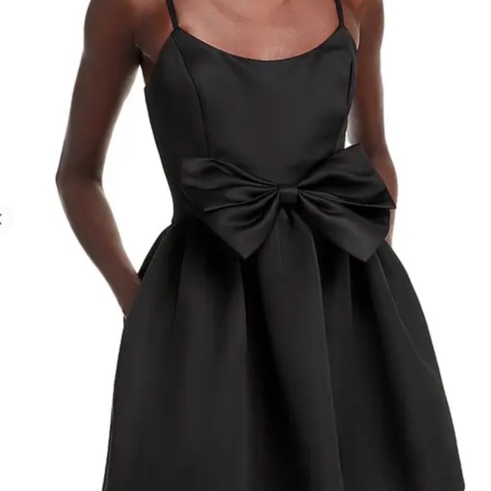 AQUA  Satin Bow Mini Dress - Black XL * Like New * Worn Once